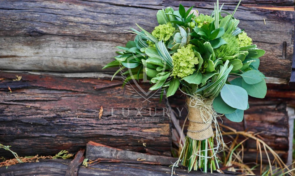Bouquet de novia de boda verde