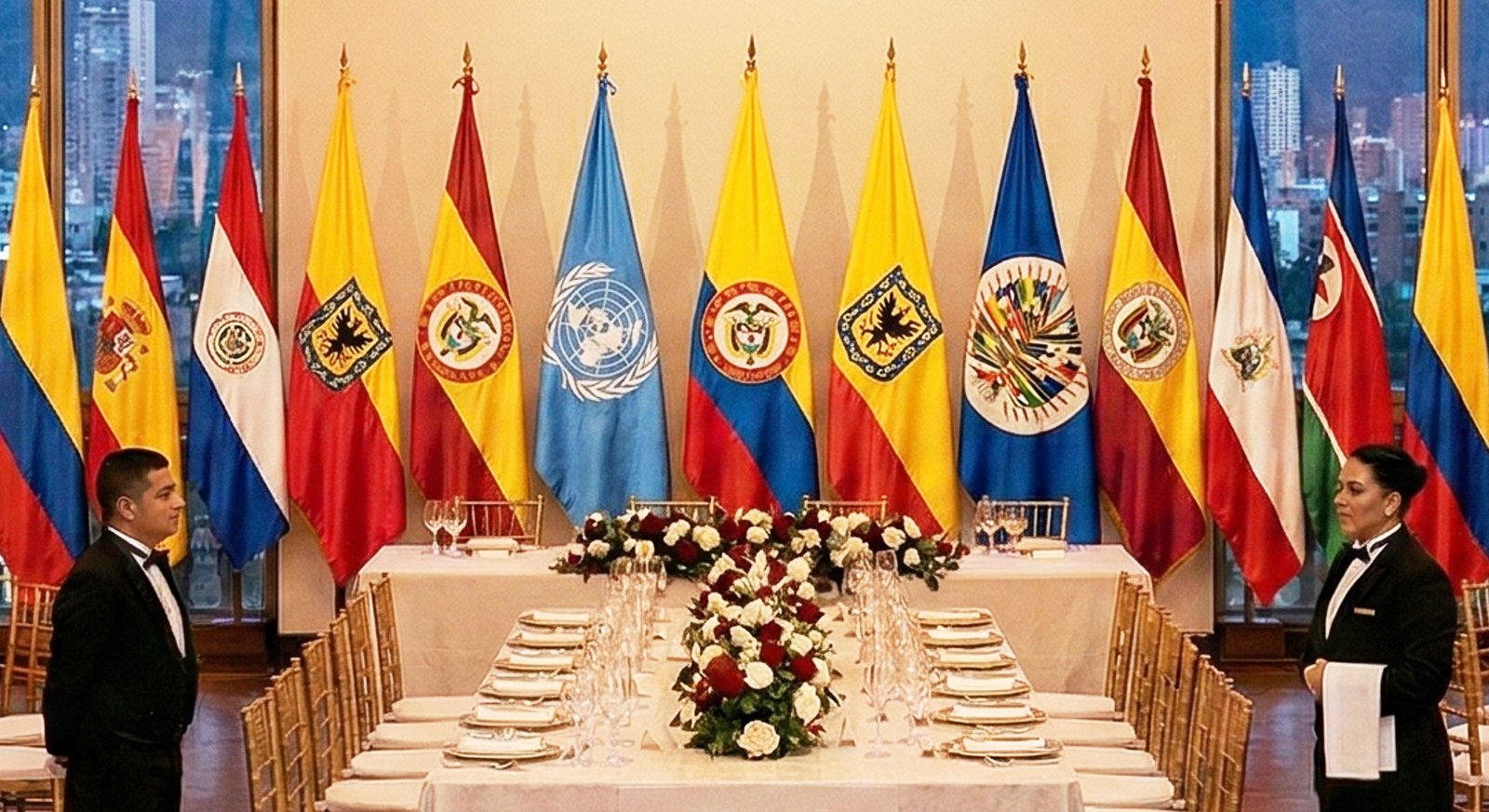 Logística para eventos oficiales en Bogotá coordinada por Sandra y su equipo con protocolos militares.